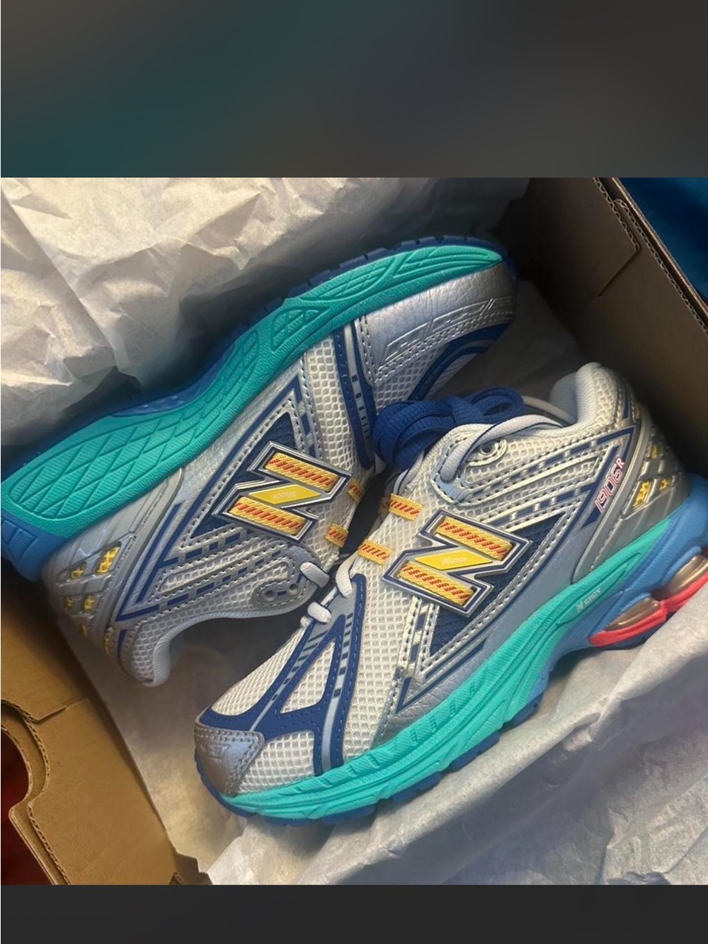 New Balance Kids' Silver, Teal & Blue Athletic Sneakers